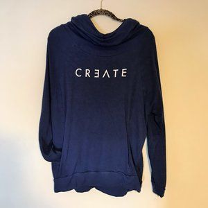 good hYOUman CREATE navy cowl neck hoodie
